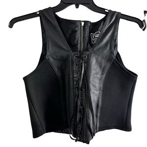 Black Lace-Up Corset Top